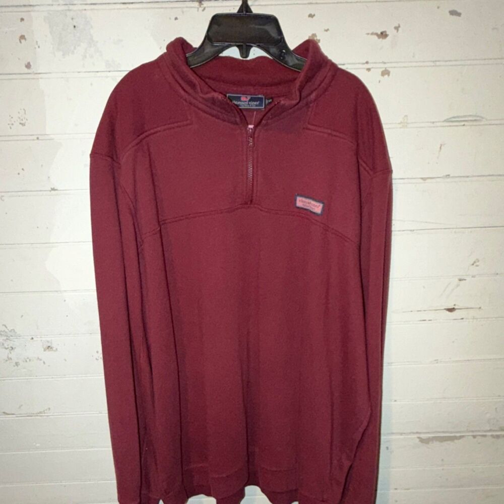 Vineyard Vines Burgundy 1/4 Zip Mock Neck Pullover Sweatshirt XXL Men’s